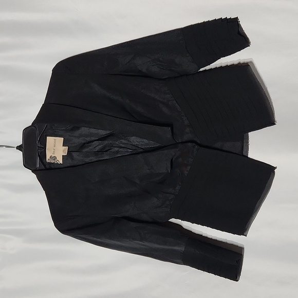 Anthropologie Women's Fleur Wood Black Strata Chiffon Blazer Jacket Size 00P - Picture 3 of 9